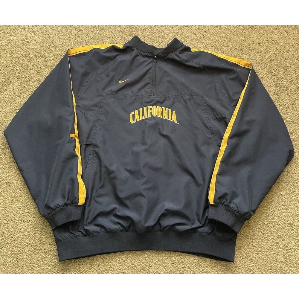 Nike California Cal Windbreaker Mens XL Navy Gold Quarter Zip Team VTG